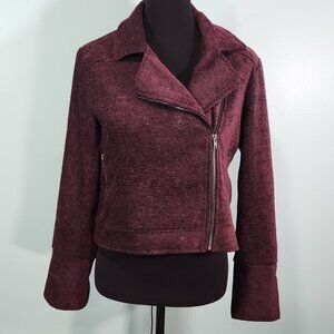 Cupcakes and Cashmere Asymmetrical Tweed Blazer Burgundy/Maroon Size Large
Lot L